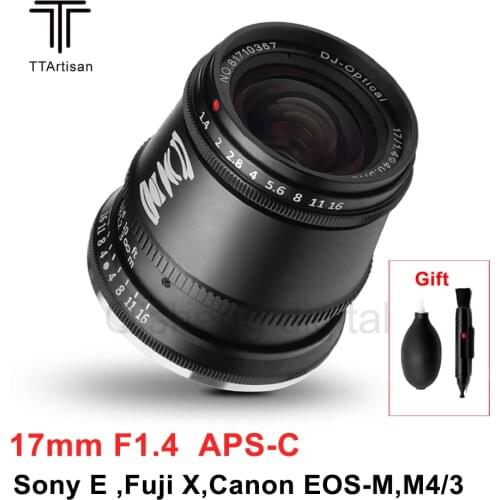 TTartisan 17mm F1.4 Lens APS-C Large Aperture MF Fixed Lens for Sony E Fuji X Canon EOS-M Panasonic Olympus M4/3 mount Camera