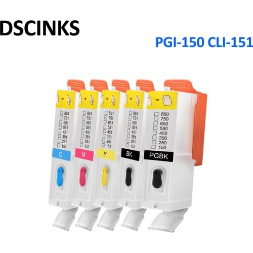Free shipping 10 sets PGI 150 CLI 151 refill ink cartridge for Canon IP7210 MG5410 MG5510 MG6410 MG6610 MG5610 MX921 5 colors