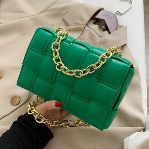 Chain Weave Womens Shoulder Handbags Luxury Brand Designer Crossbody Bag Small Leather Messenger Bag Green Female Tote Bags Sac