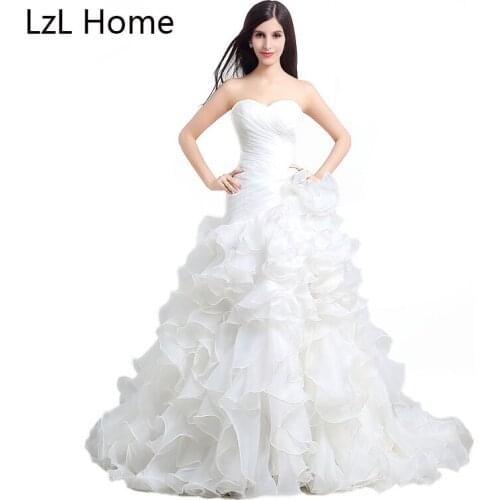 LZL Home Heart-shaped collar sleeveless bride dress lace tulle wedding dress white / ivory pleated laced mermaid bride wedding