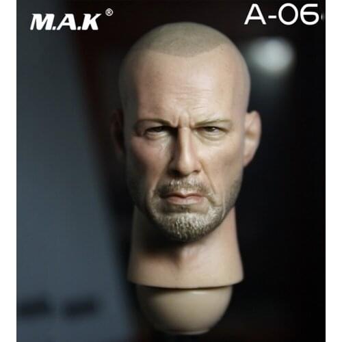 1/6 Scale American Male Star Bruce Willis Head Sculpt Carved with Neck Model for 12 inches Action Figure Body