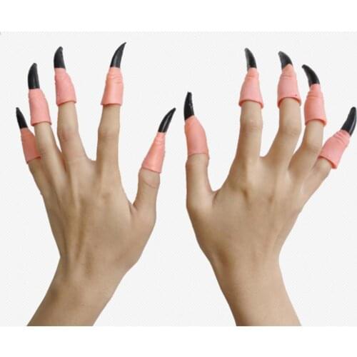 10Pcs Fake Fingers Halloween diy decorations Witch Vampires Nail Covers Set Halloween Prop Party Fancy Dress Performance props