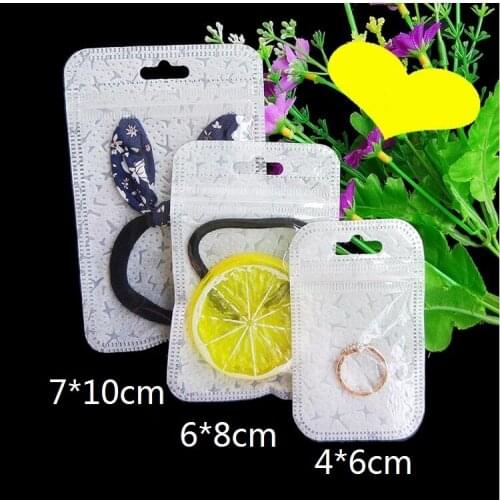 100pcs 6x8cm/7x10cm Clear Self Seal Zipper non woven Retail Packaging Bag Zip Lock jewelry Storage Bag Package with Hanging Hole