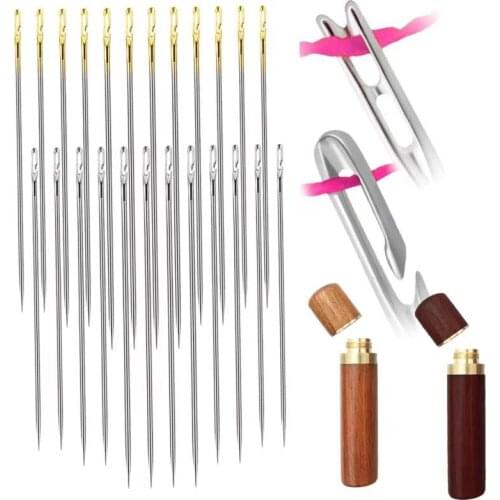 12/24pcs Blind Needle Elderly Needle-side Hole Household Sewing Stainless Steel Hand Needless Threading Sewing Beading Tools
