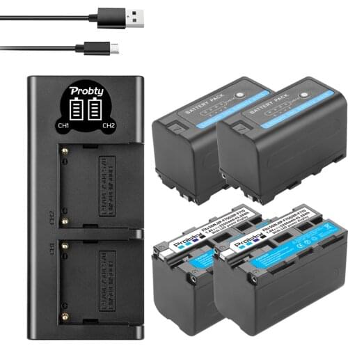 4Pcs 6200mAh For Sony NP-F770 NP-F780 F750 Battery with LED Power Indicator F970 F550 F570 F750 F770 MC1500C+LED dual charger