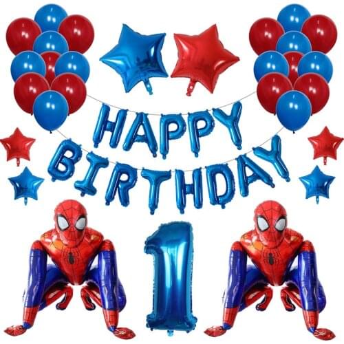 42pcs/Set Super Hero 3D Spiderman Foil Balloon Latex Air Globos Kids Birthday Party Decoration Baby Shower Inflatable Kids Toys