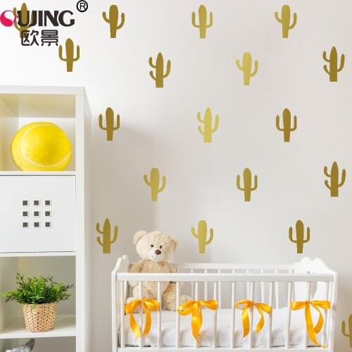 5*8cm*15pcs Nordic Style Cartoon Plants Cactus Shape Wall Sticker For Kids Room Vinyl Wall Decals Boys Girls Gifts DIY Art Mural