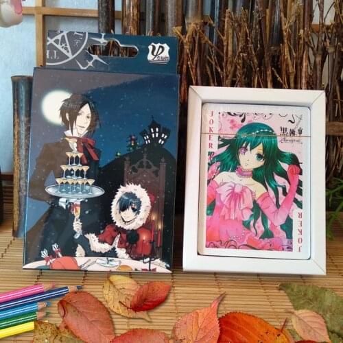 54pcs cards Anime cartoon Black Butler Poker toy Cosplay Kuroshitsuji Board Game Cards Hardcover poker toy gift with box