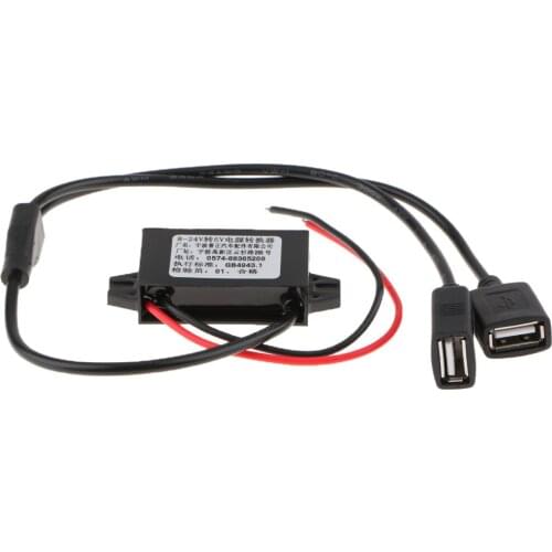 8V-24V to 5V 3A Step Down Converter with Dual USB Connector Cable Charger