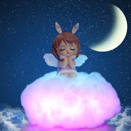Anime Angel on Cloud LED Night Lights Remote Control Cloud Desk Lamp Effect Childrens Bedroom Decor Lights