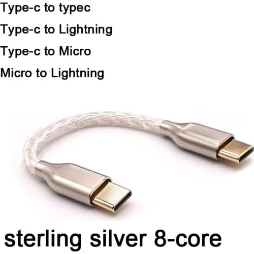 DYKB 8-core 5N sterling silver Audio Cable Type-c to typec Lightning Micro HiFi Headphone amplifier OTG cable Converter Adapter