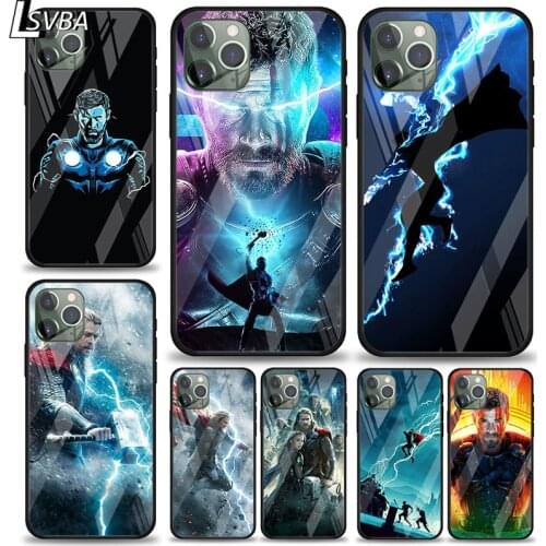Marvel Avengers Super Hero Thor For Apple iPhone 12 11 XS Pro Max Mini XR X 8 7 6S 6 Plus Tempered Glass Phone Case