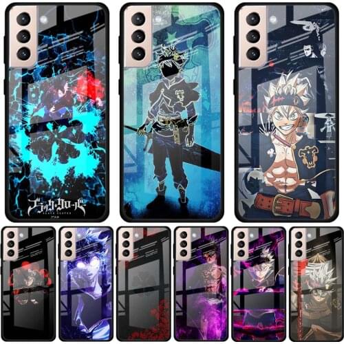 Black Clover Anime Asta Phone Case for Samsung Galaxy S21 S10 S20 Ultra 5G S8 S9 Plus S10 Lite Tempered Glass Cover