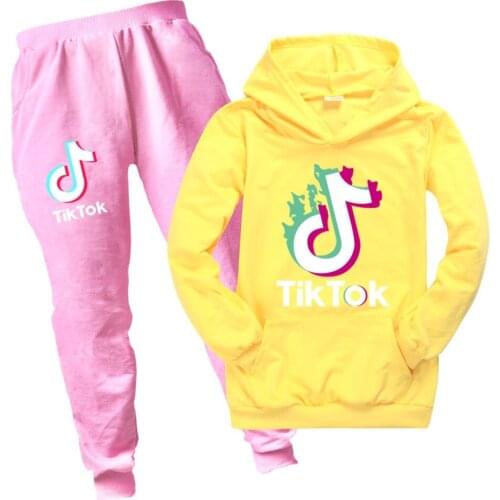 TIK TOK Spring Autumn Costume for Kids Hoodies Clothes Sets Boys Girls Fashion Cotton Tracksuit Long Sleeve Sweatshirt Outfits