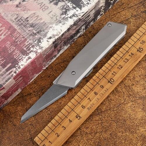 Pocket new 14C28N blade titanium alloy handle folding outdoor camping tactics hunting self-defense fruit express box knife