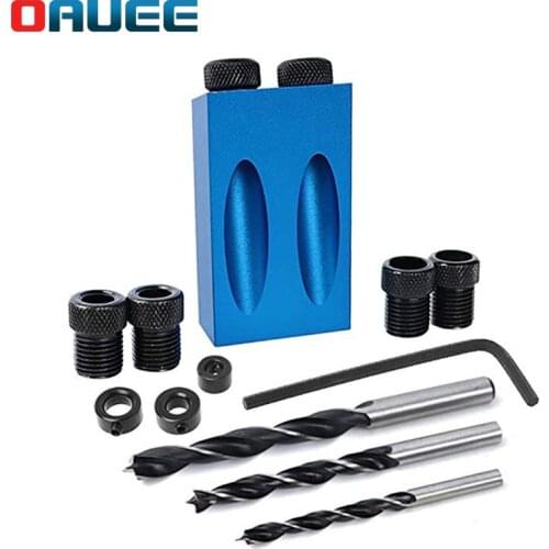 Pocket Hole Jig Replaceable 6 8 10mm Drill Guide Magnetic Back Dowel Jig Kit Wood Drill for Wood Jointing