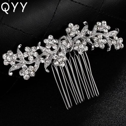 QYY Classic Rhinestone Alloy Hair Comb Wedding Hair Pins Clips Bridal Crystal Hair Jewelry Accessories for Women