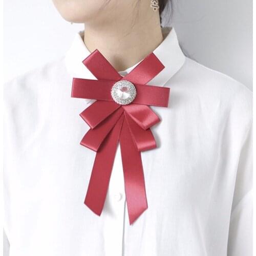 MANILAI Fashion Wedding Jewelry Luxury Rhinestone Bowknot Brooches Shirt Bow Tie Collar Pins Big Crystal Brooch Women