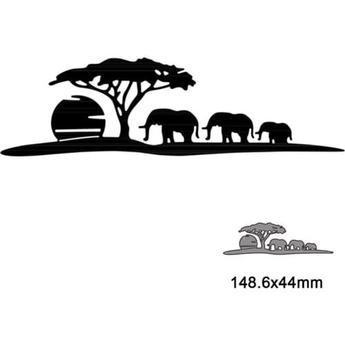 Metal Cutting Dies Cut Die MoldElephant Sunrise Tree Migration Decoration Scrapbook Paper Craft Knife Mould Blade Punch Stencil