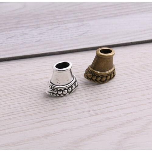 SWEET BELL 30pcs 8*15*15mm Two Color Retro Bead Caps Charm Hollow Pendants Jewelry Accessories DIY Receptacle Charms