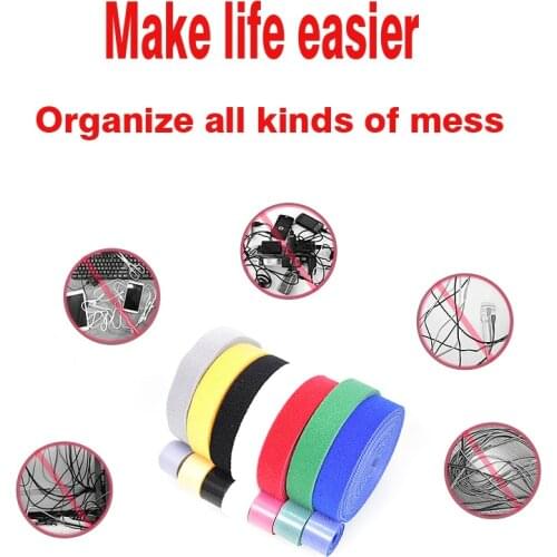 10 Meters/roll Width 2 cm magic sticker nylon cable ties reusable wire management cable ties 6 colors to choose from DIY