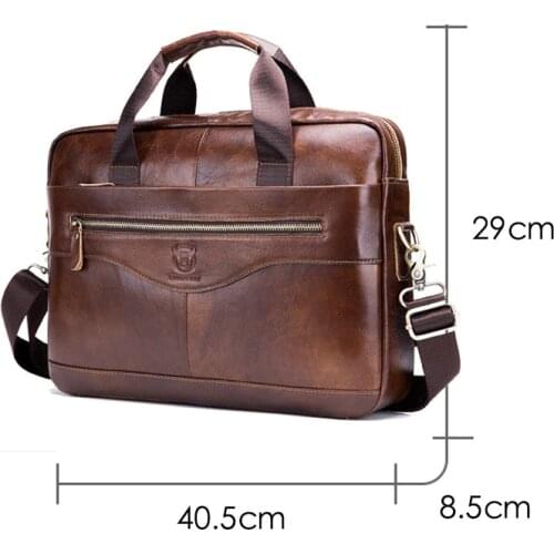 2021 New Mens Genuine Leather Briefcase Male Office Vintage Casual 15 Inches Laptop Bags Two Colors Available Shoulder Handbags