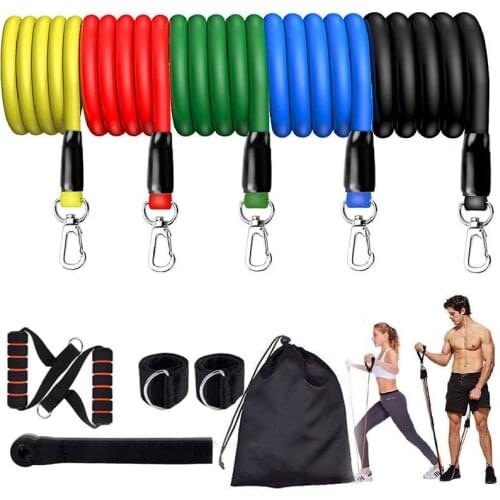 11 Pcs/Set Resistance Bands Set Exercise Elastic Band Gym Equipment Exercise Pull Rope Loop Pull Fitness Home Training Expander
