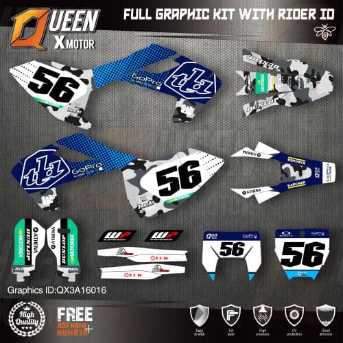 QUEEN X MOTOR Custom Team Graphics Decals Stickers Kit For Husqvarna Decal 2016-18 TC FC TX FX FS 17-19 TE FE 125-450CC 016