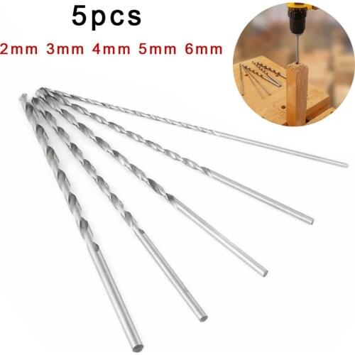 5 Pcs Drill Bits Kit Set 2/3/4/5/6mm HSS 160mm Extra Long For Metal Wood Plastic Drilling Power Tool Woodworking Accessories