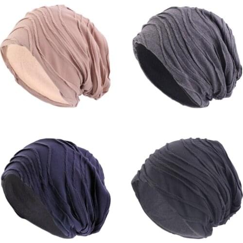 New Baggy Hat Unisex Adult Casual Turban Women Hair Loss Chemo Cap Night Sleep Bonnet Head Wrap Headwear