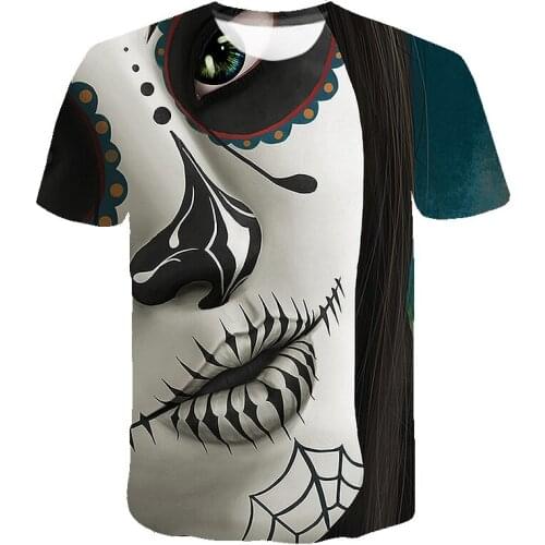 2020 new hot sale fashion skull 3D printing T-shirt men and women cosplay costume colorful funny T-shirt short sleeve