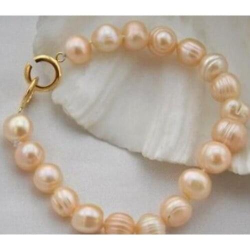 New hot 8" 11mm baroque pink freshwater pearl bracelet