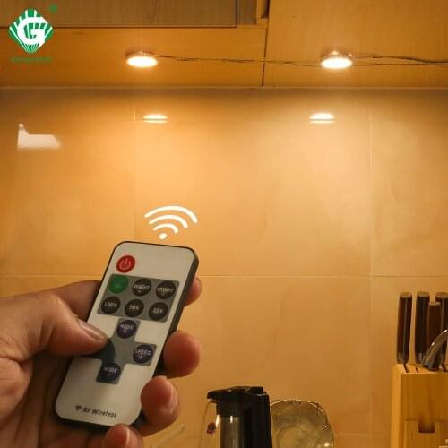 New Brightness Adjust Under Cabinet Light Lamp 2.5W 12V DC Remote Control Switch Puck Lights Bar Cupboard LED Night Lighting