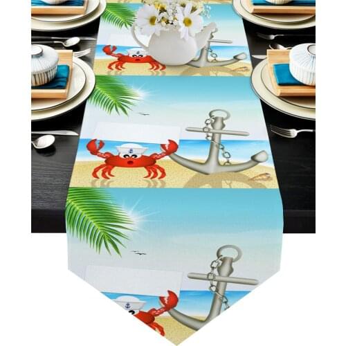 Beach Crab Anchor Table Runner Wedding Decor Cake Tablecloth and Placemat Dinning Table Decoration Table Runner