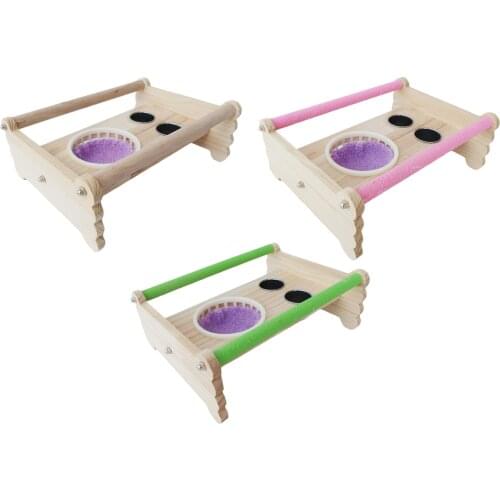 Parrot Perch Stand Wooden Birds Platform Play Stand Playground w/ Food Water Bowl Cage Feeding Cup Bed for Cockatiels Parakeets