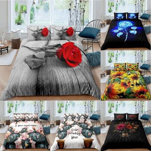 Bedding Set Modern Home Quilt Cover Duvet Cover Sets Flowers Printed 2/3pcs Bedroom Decorations Bedclothes