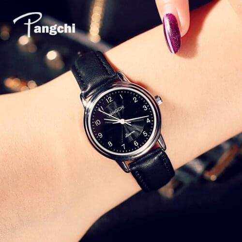 PANGCHI Brand Casual Leather Lady Watch Waterproof Small Dial Quartz Wristwatches Woman Dress Watches Relojes Montre Femme