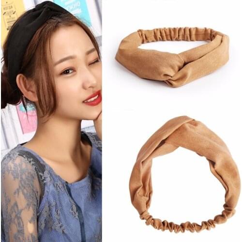 Vintage Cross Knot Elastic Hairbands Bandanas Girls Hair Bands Hair Accessories 2020 Women Yoga Suede Soft Solid Headbands