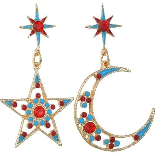 2020 New Fashion Star Moon Drop Earrings Ethnic Hyperbolic Irregular Dangel Earring for Women Girls Jewelry Gift for Girls