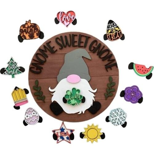 Cute Door Hanger-Home Sweet Gnome - Welcome Sign Front Door Hanger, Welcome Sign For Farmhouse, Gnome Door Hanger, 30Cm