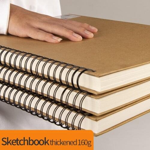 Coil loose-leaf sketchbook 8k leather hard surface professional hand-painted gouache watercolor students carry art supplies