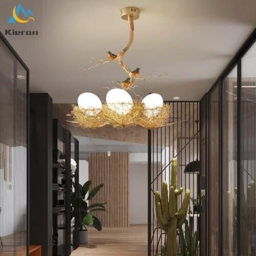 Modern Beautiful Hand Woven Led Ceiling Lamps Study Bedroom Restaurant Hotel Ceiling Lights Room Decor Birds Nest Ceiling Lamp