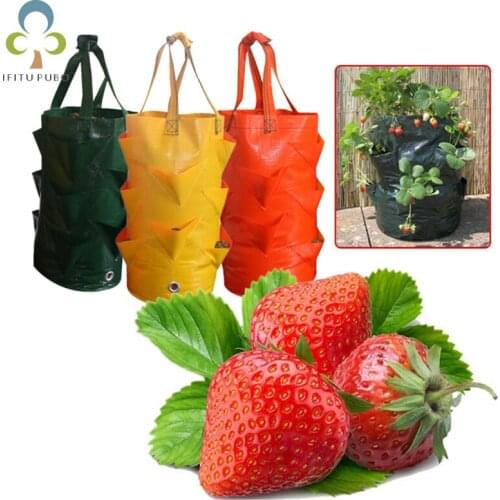 Strawberry Planting Growing Bag 3Gallons Multi-mouth Container Bags Grow Planter Pouch Root Bonsai Plant Pot Garden Supplies ZXH