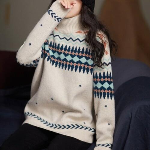 Turtleneck Bottoming Sweater 2021 Autumn Winter Thicken Pullovers Women Cashmere Sweater Print Casual Female Sweaters YP3012