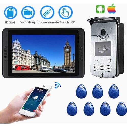 IP wifi video intercom doorbell system Smart video doorphone wireless 7" touch screen HD wired video door phone camera RFID