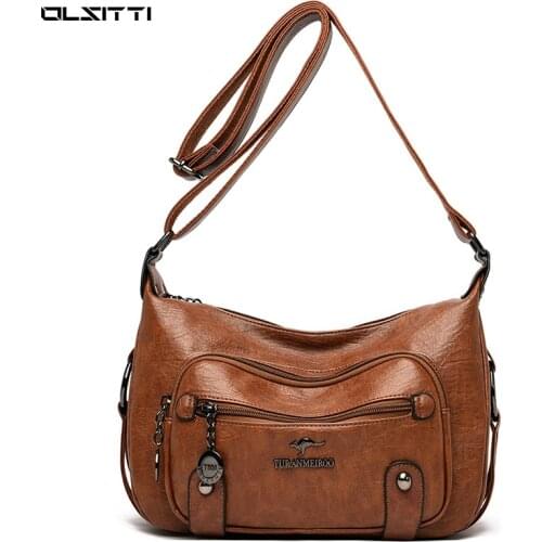 High-quality Waterproof Leather Casual Sewing Thread Shoulder Bags for Women 2021 New Light Luxury Simplicity Crossbody Bag