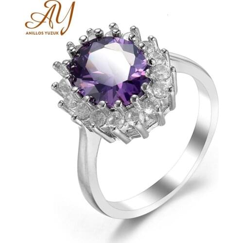 Anillos Yuzuk New Princess Diana William Kate Amethyst Ring Wedding Engagement Rings For Women 925 Sterling Silver Fine Jewelry
