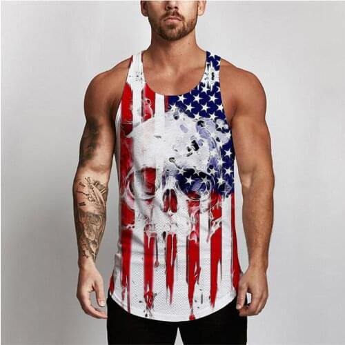 Printing Vest Loose Casual Style Mens Clothing Men Top Tank Top Breathable Body Sport Gym Summer Solid Color Vest Tee