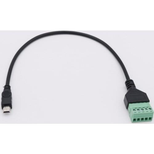 10pcs Mini USB 2.0 Male to 5 Pin Screw Connector with Shield Solderless Terminal Plug Adapter Cable Cord 30cm/1ft