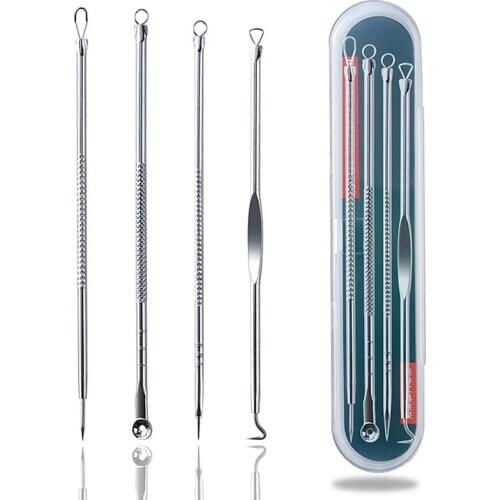 4Pcs/Set Acne Blackhead Removal Needles Stainless Pimple Spot Comedone Extractor Cleanser Beauty Face Cleaning Care Tools